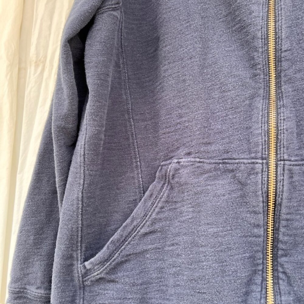 Eddie Bauer 100% Cotton Slub Knit Hoodie Full Zip Dk Denim Blue Plus Sz Tall 2XL - Picture 5 of 8